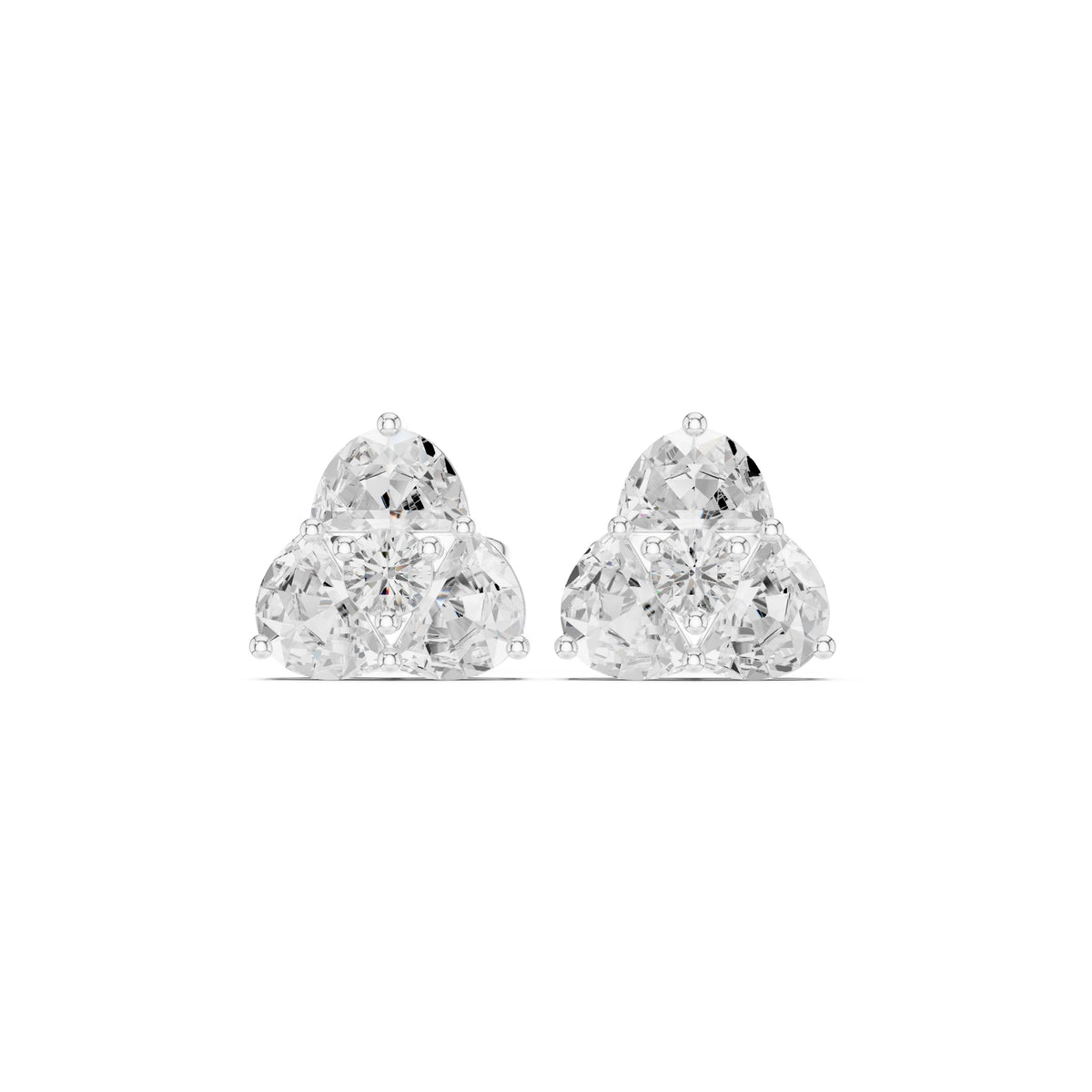 The Trefoil Lan Grown Diamond Studs White Gold