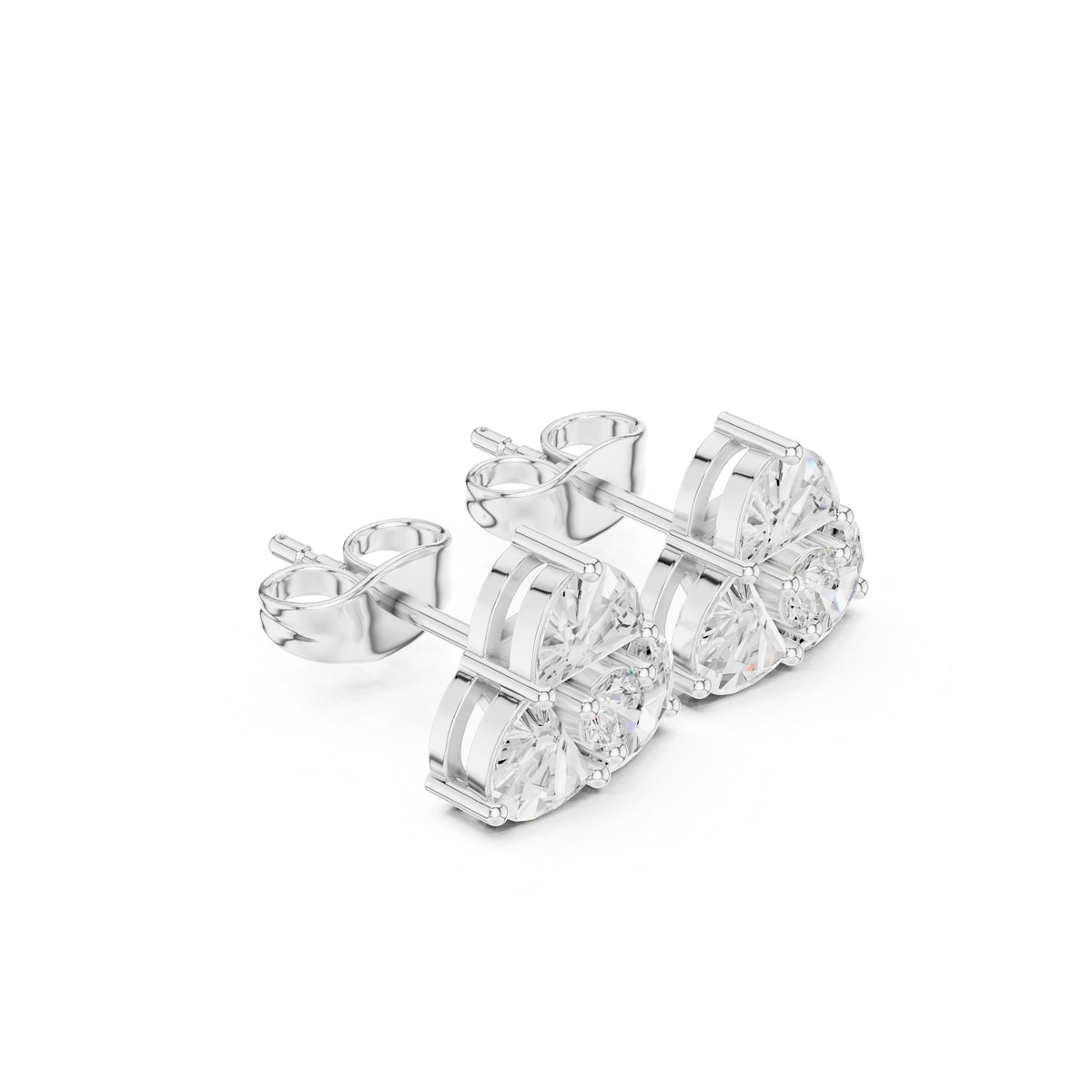 The Trefoil Lan Grown Diamond Studs White Gold