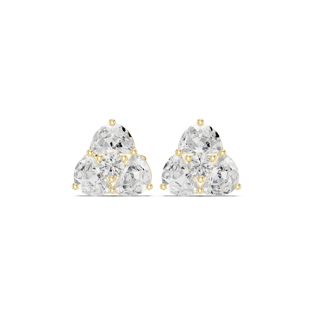 The Trefoil Lan Grown Diamond Studs Yellow Gold