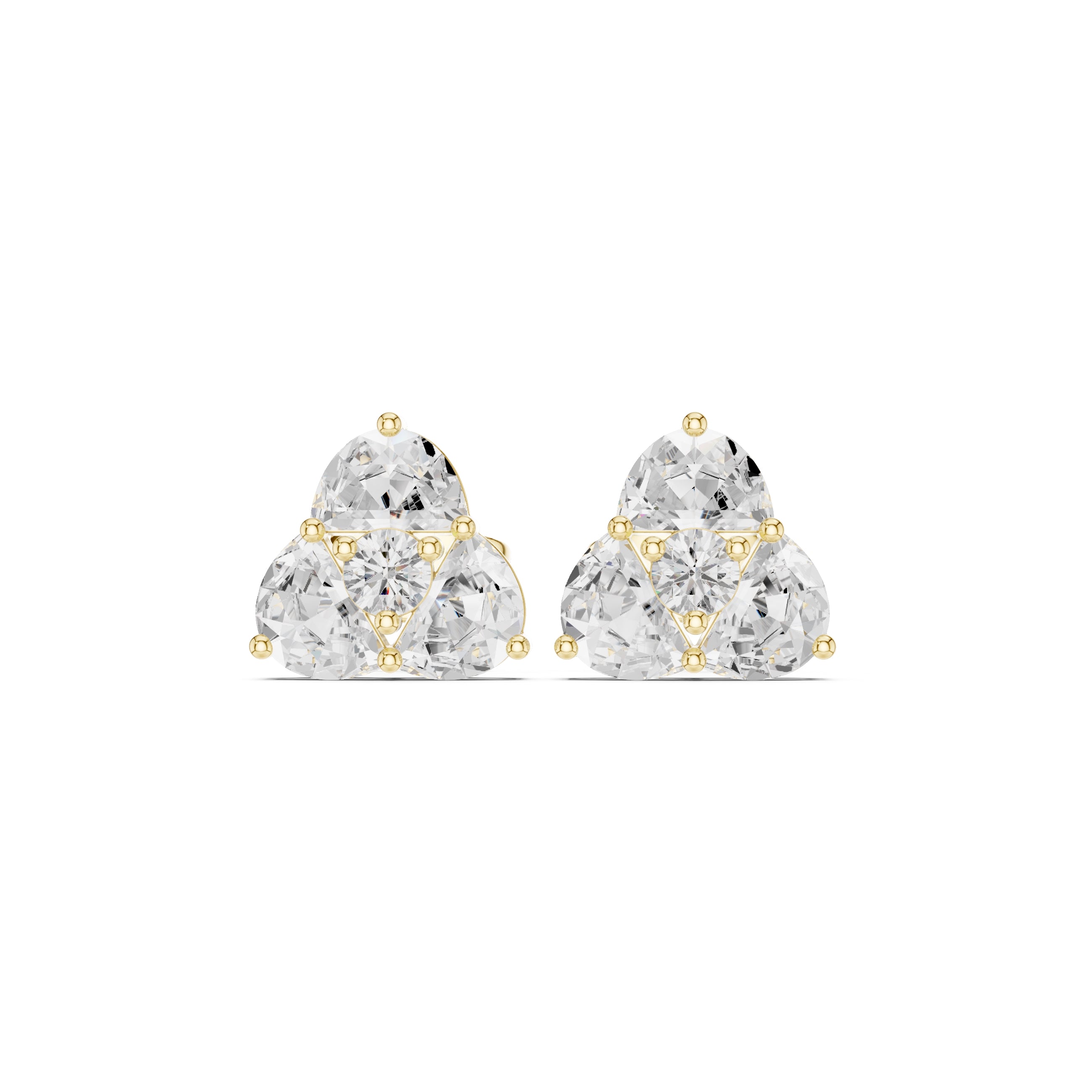 The Trefoil Lan Grown Diamond Studs Yellow Gold