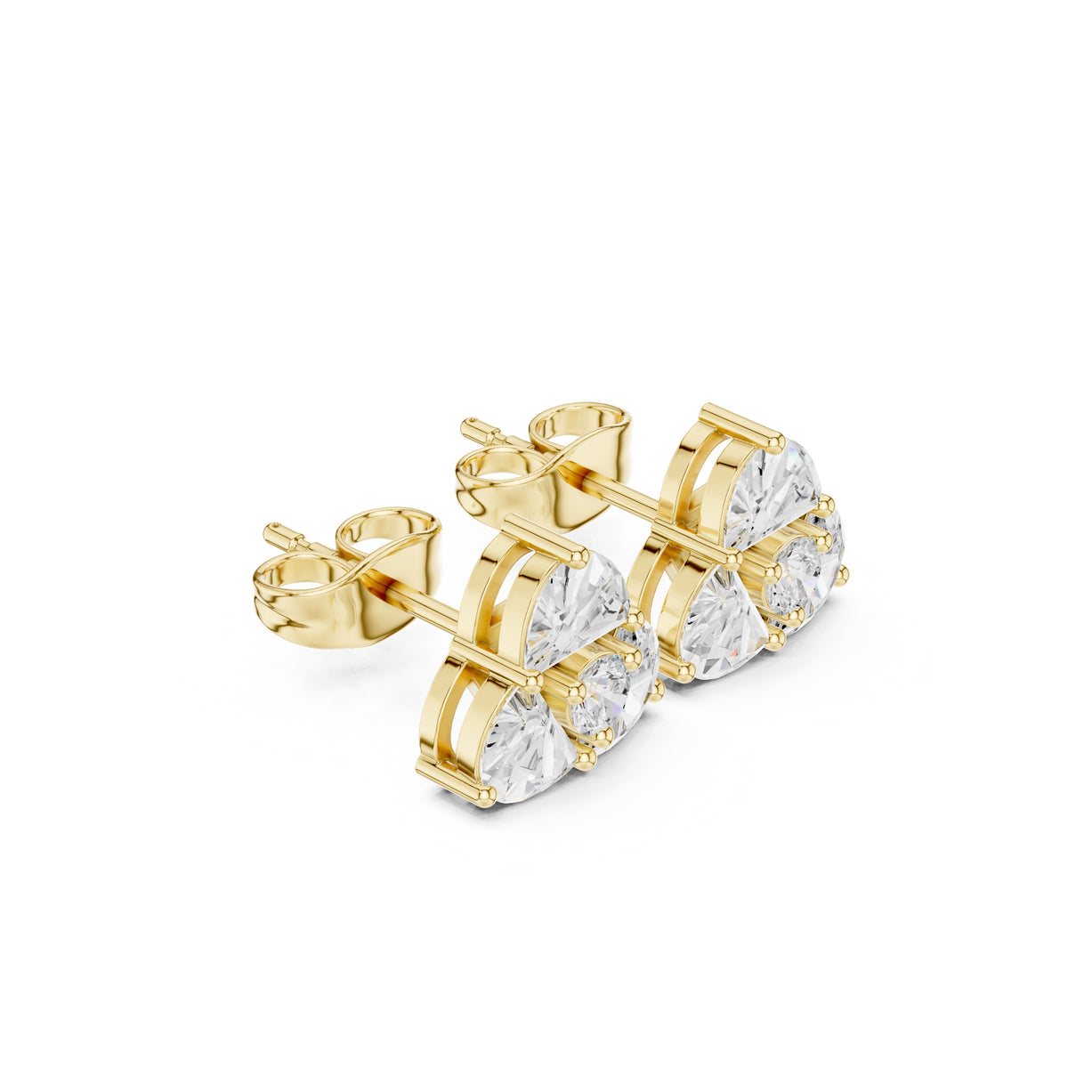 The Trefoil Lan Grown Diamond Studs Yellow Gold