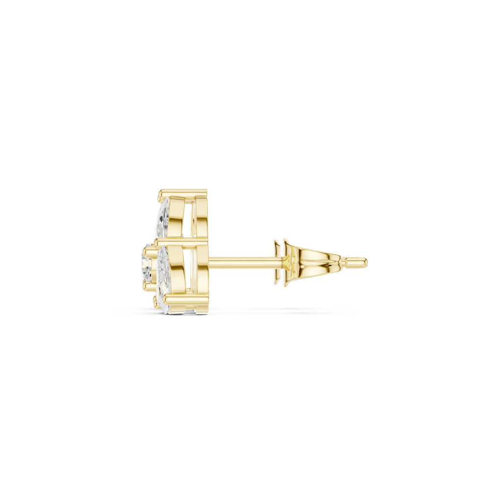 The Trefoil Lan Grown Diamond Studs Yellow Gold