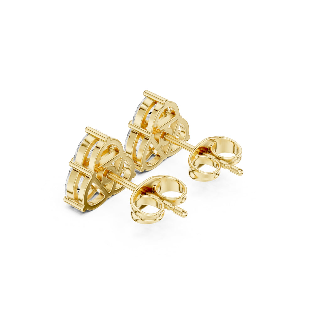 The Trefoil Lan Grown Diamond Studs Yellow Gold