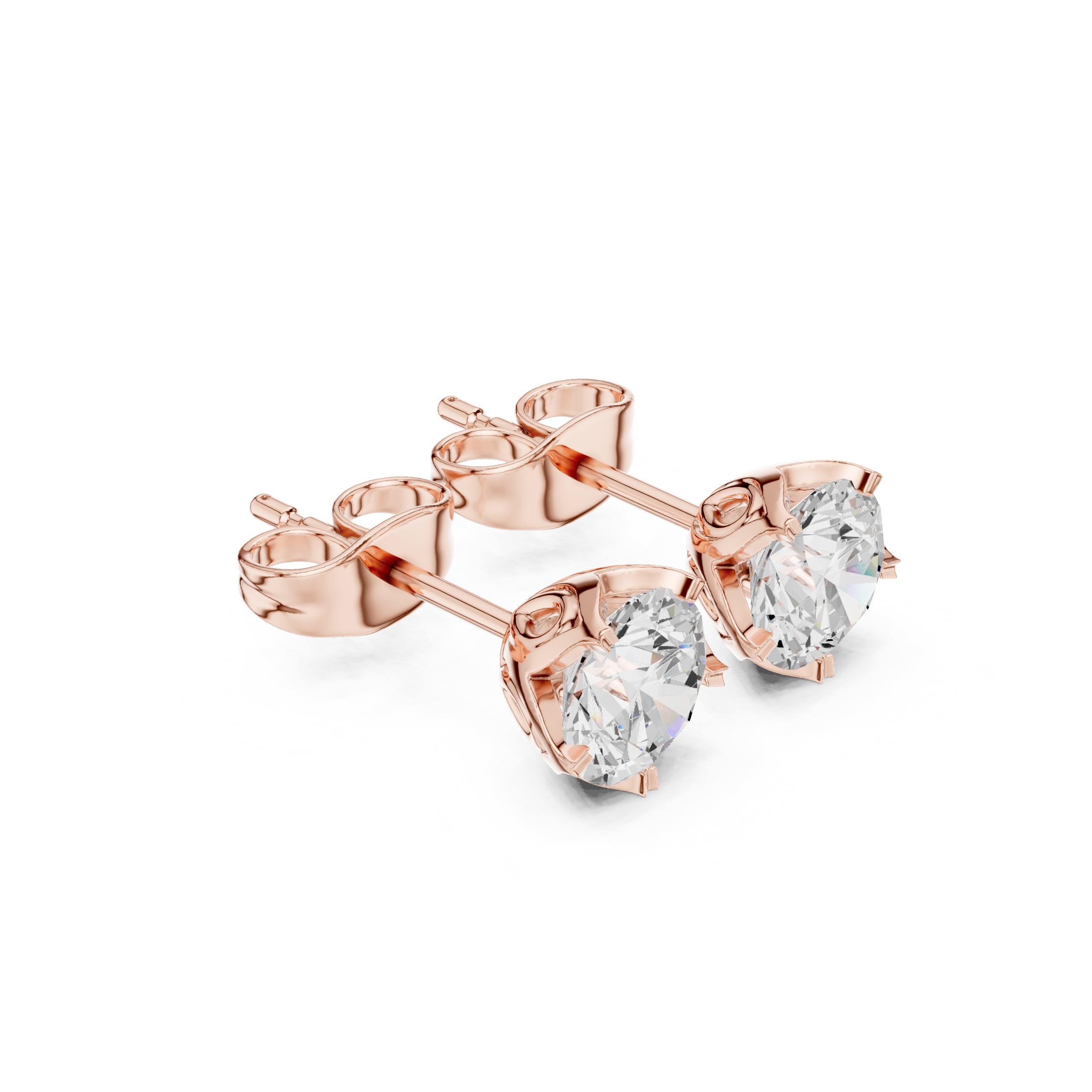 The Essential Lan Grown Diamond Solitaire Studs Rose Gold