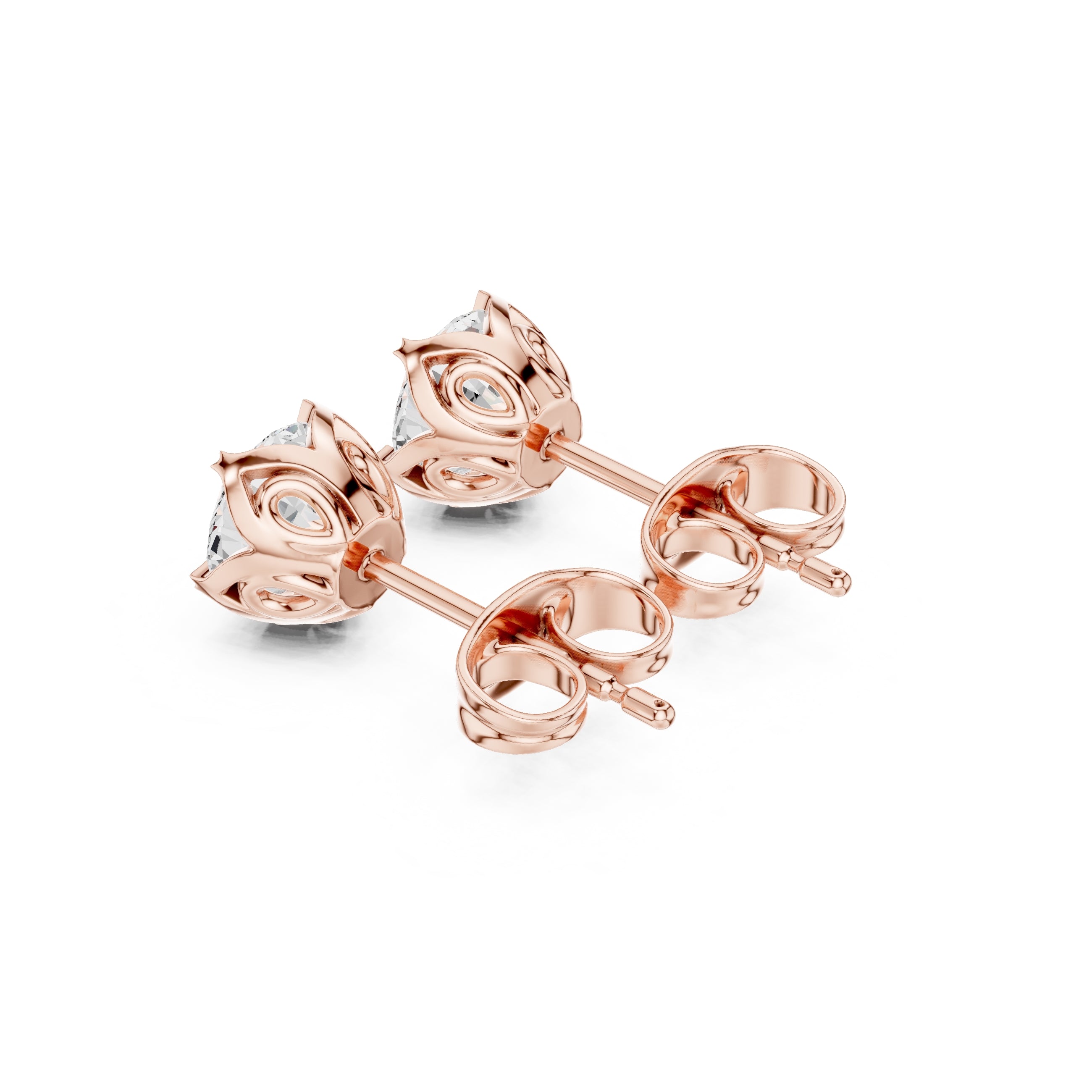 The Essential Lan Grown Diamond Solitaire Studs Rose Gold