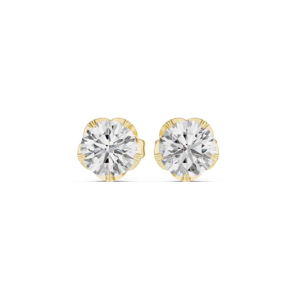 The Essential Lan Grown Diamond Solitaire Studs Yellow Gold