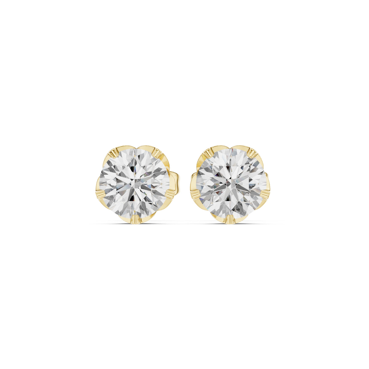 The Essential Lan Grown Diamond Solitaire Studs Yellow Gold