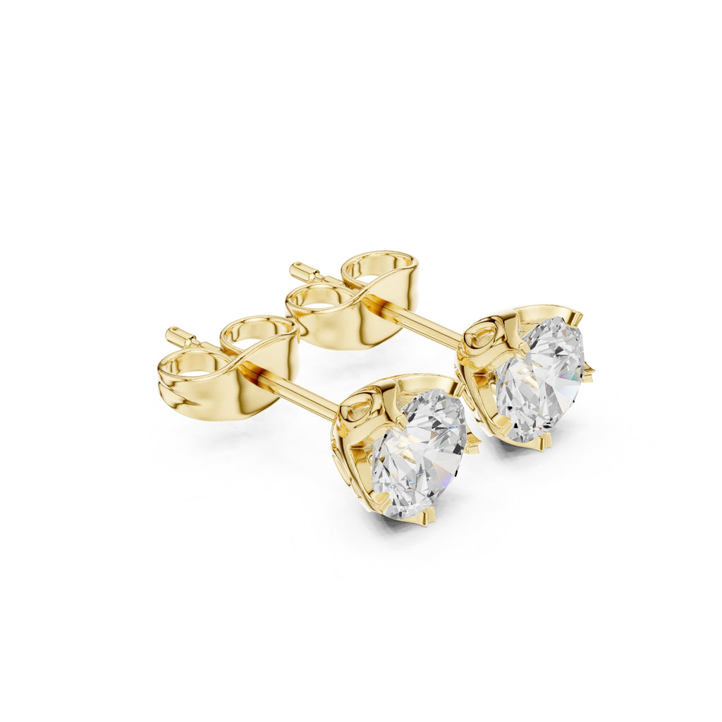 The Essential Lan Grown Diamond Solitaire Studs Yellow Gold