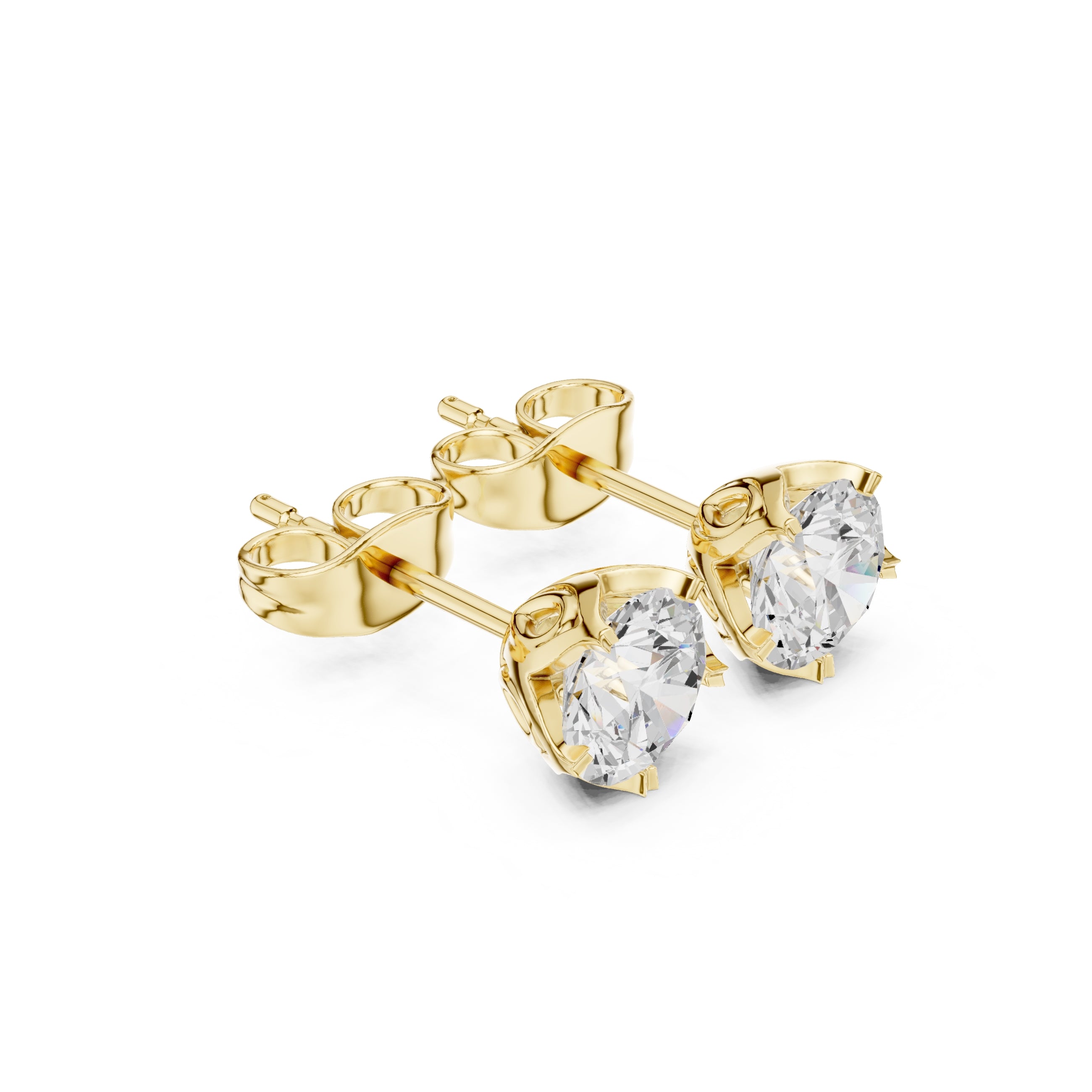 The Essential Lan Grown Diamond Solitaire Studs Yellow Gold