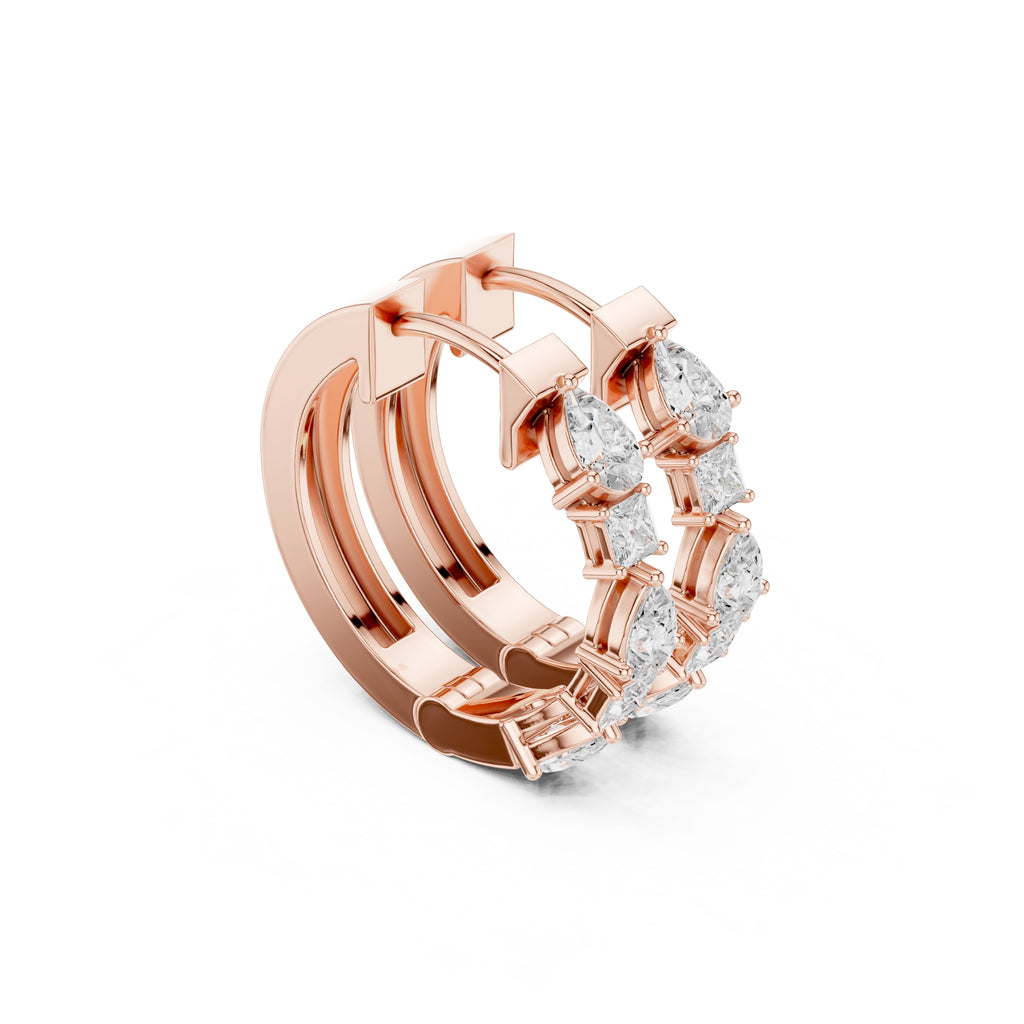 The Mosaic Lan Grown Diamond Huggies Rose Gold