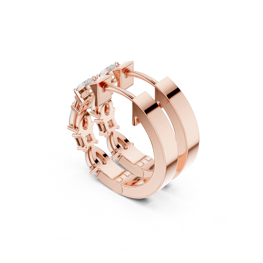 The Mosaic Lan Grown Diamond Huggies Rose Gold