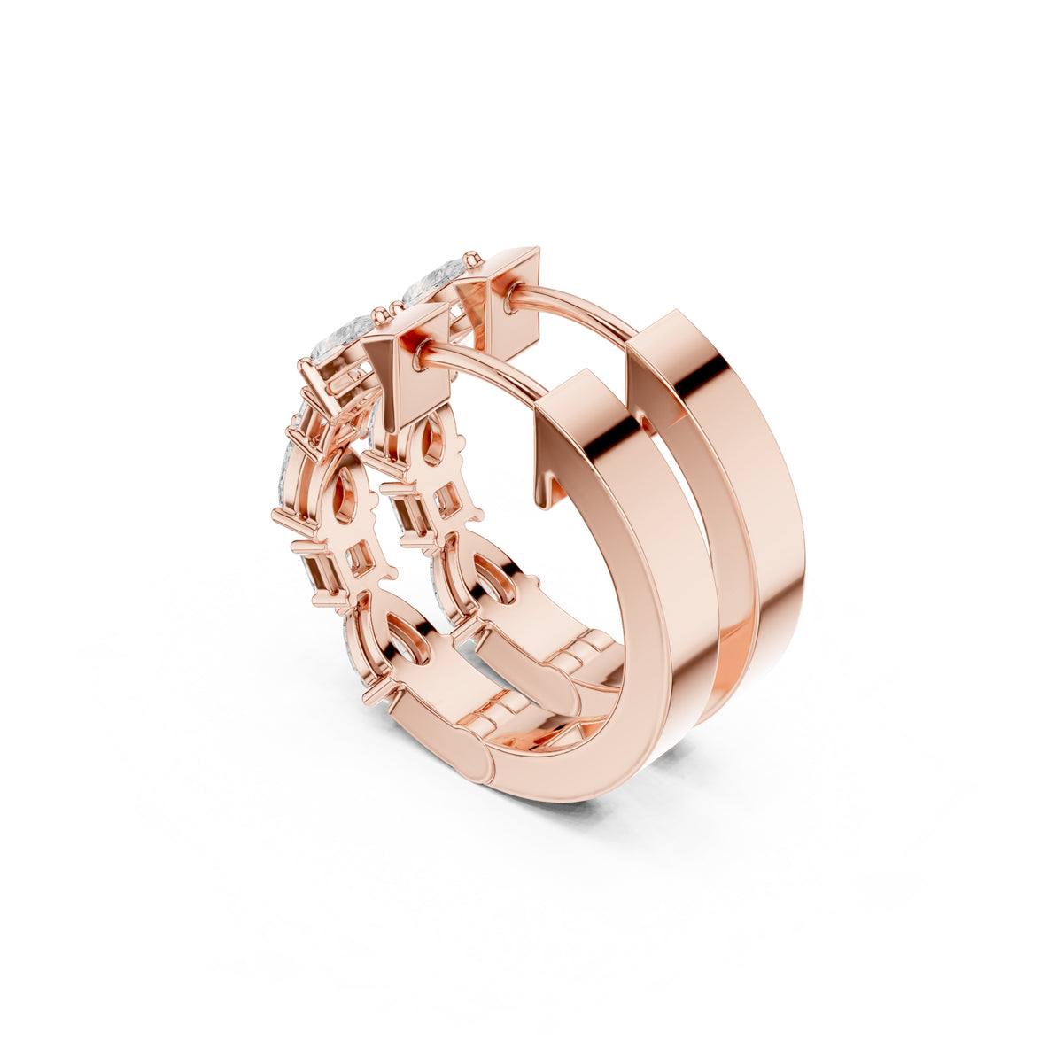 The Mosaic Lan Grown Diamond Huggies Rose Gold