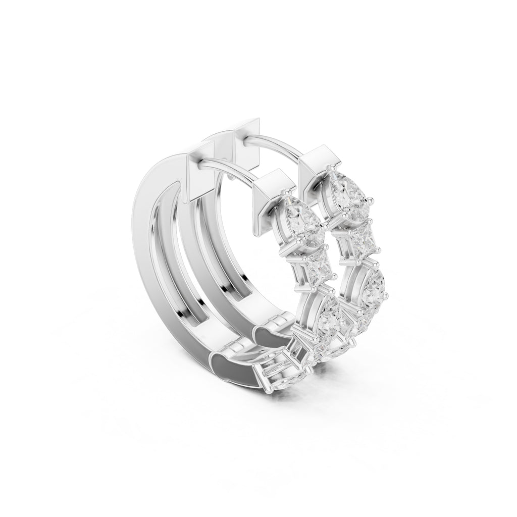 The Mosaic Lan Grown Diamond Huggies White Gold