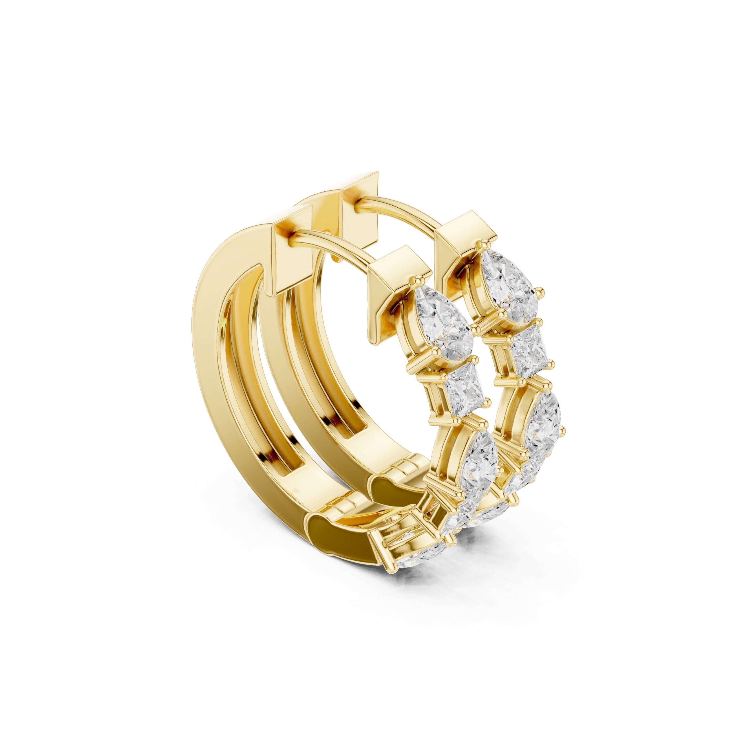 The Mosaic Lan Grown Diamond Huggies Yellow Gold