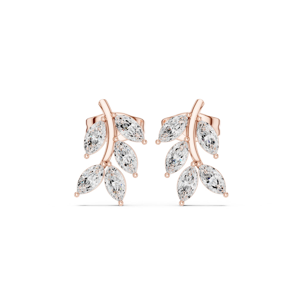 The Willow Vine Lan Grown Diamond Studs Rose Gold