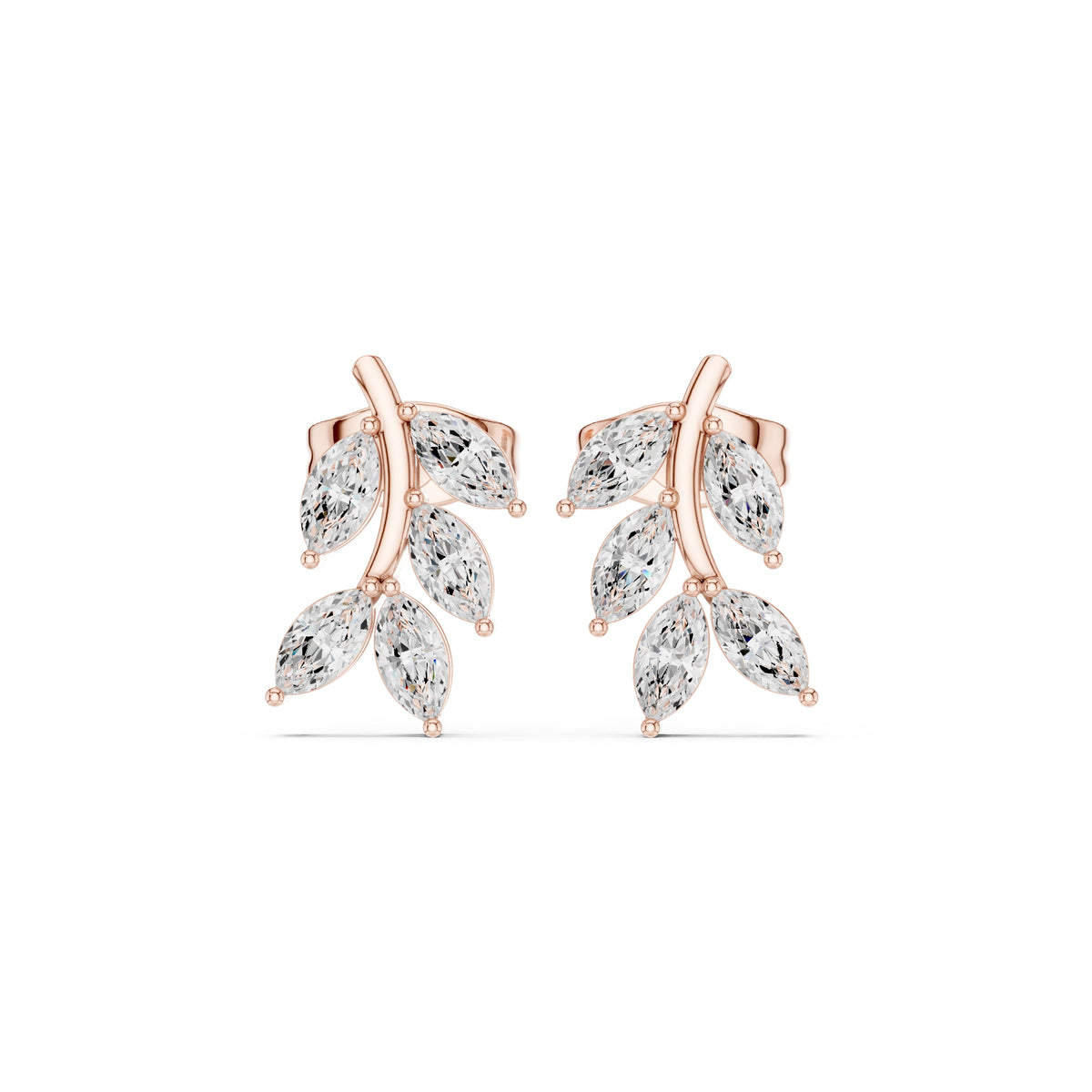 The Willow Vine Lan Grown Diamond Studs Rose Gold