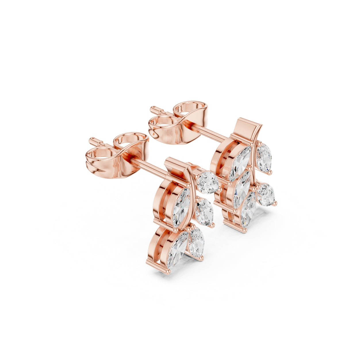 The Willow Vine Lan Grown Diamond Studs Rose Gold