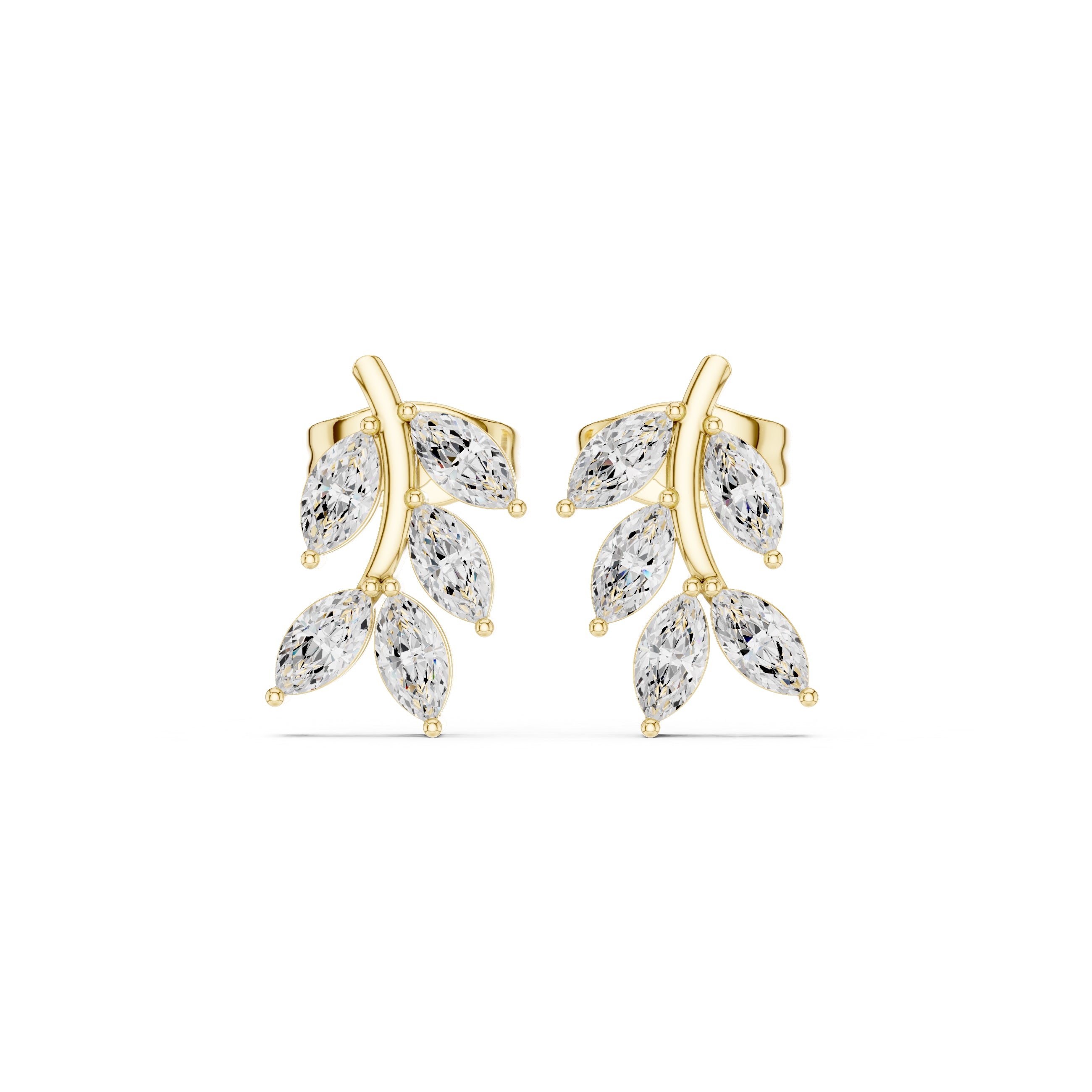 The Willow Vine Lan Grown Diamond Studs Yellow Gold