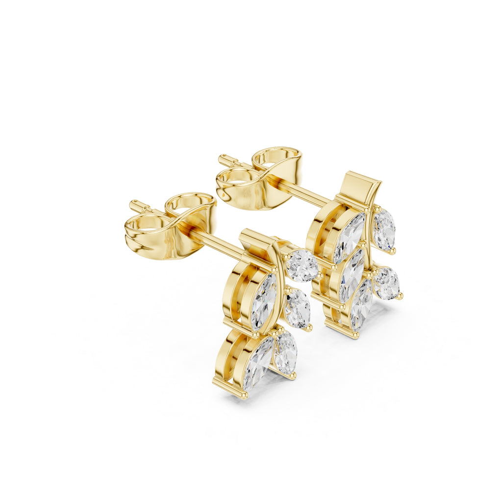 The Willow Vine Lan Grown Diamond Studs Yellow Gold