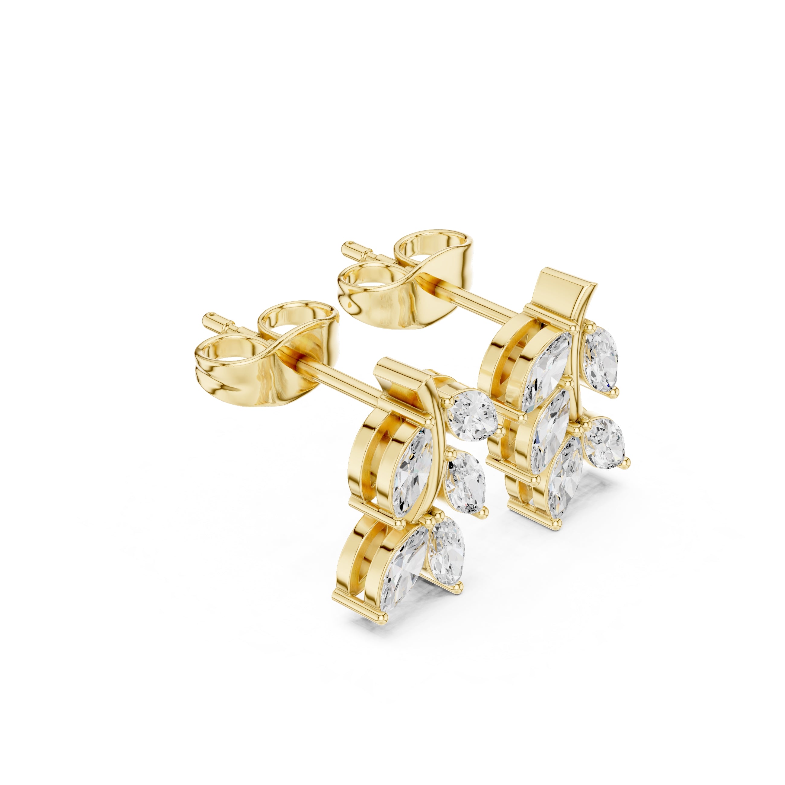The Willow Vine Lan Grown Diamond Studs Yellow Gold