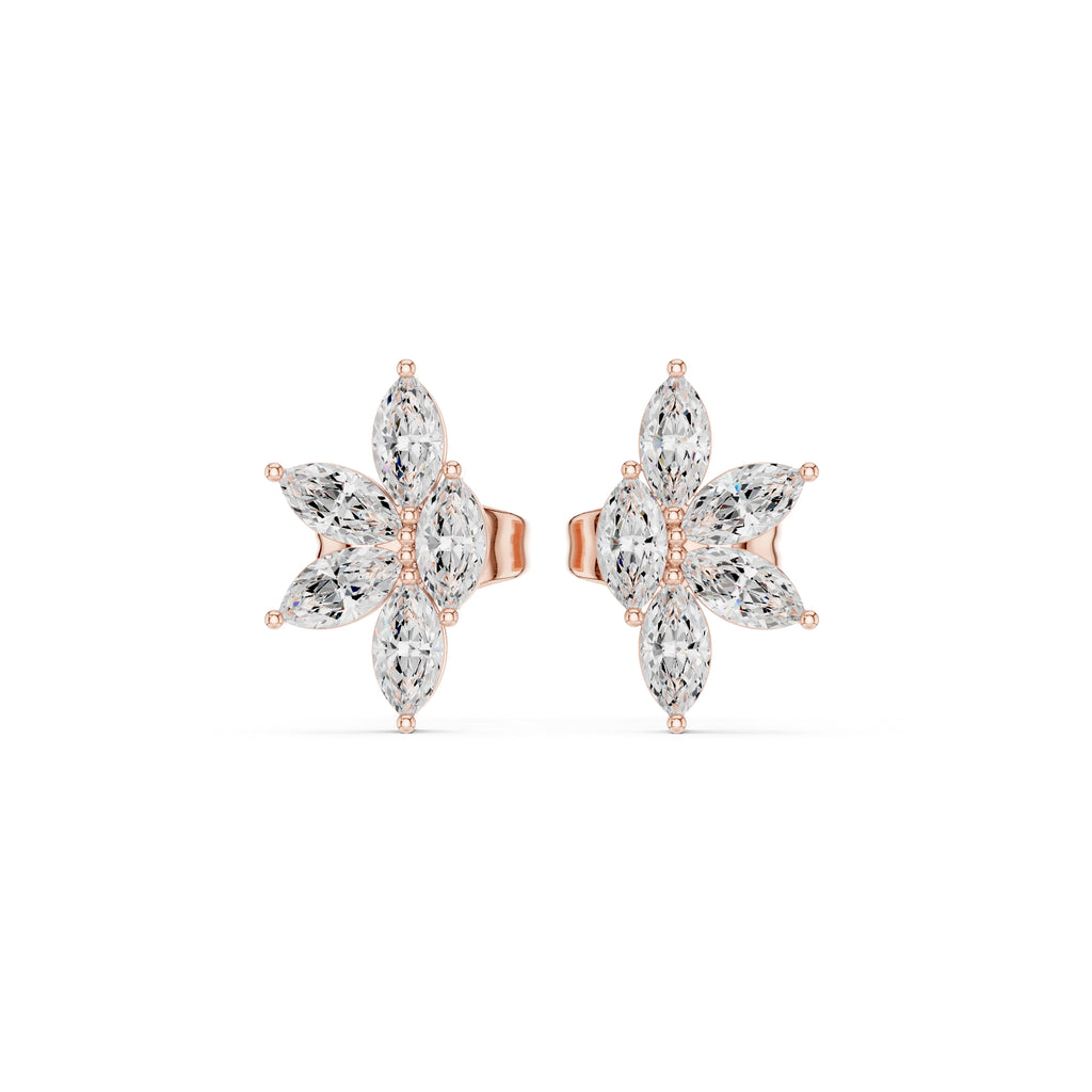 The Lotus Marquise Lan Grown Diamond Studs Rose Gold