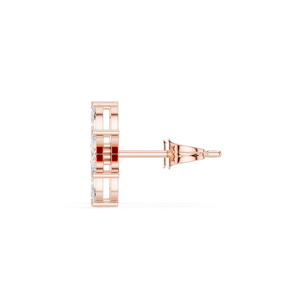 The Lotus Marquise Lan Grown Diamond Studs Rose Gold