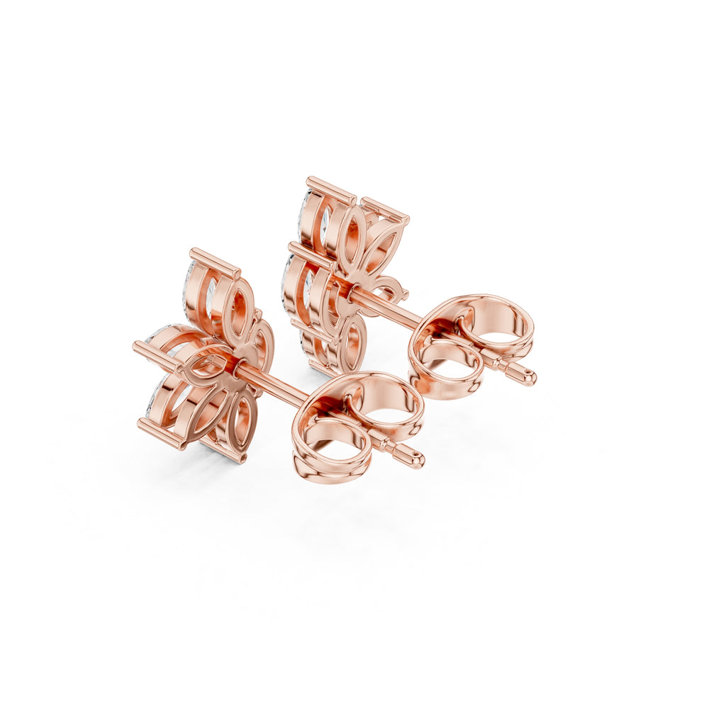 The Lotus Marquise Lan Grown Diamond Studs Rose Gold