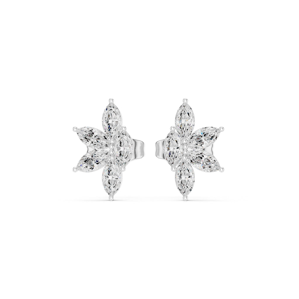 The Lotus Marquise Lan Grown Diamond Studs White Gold