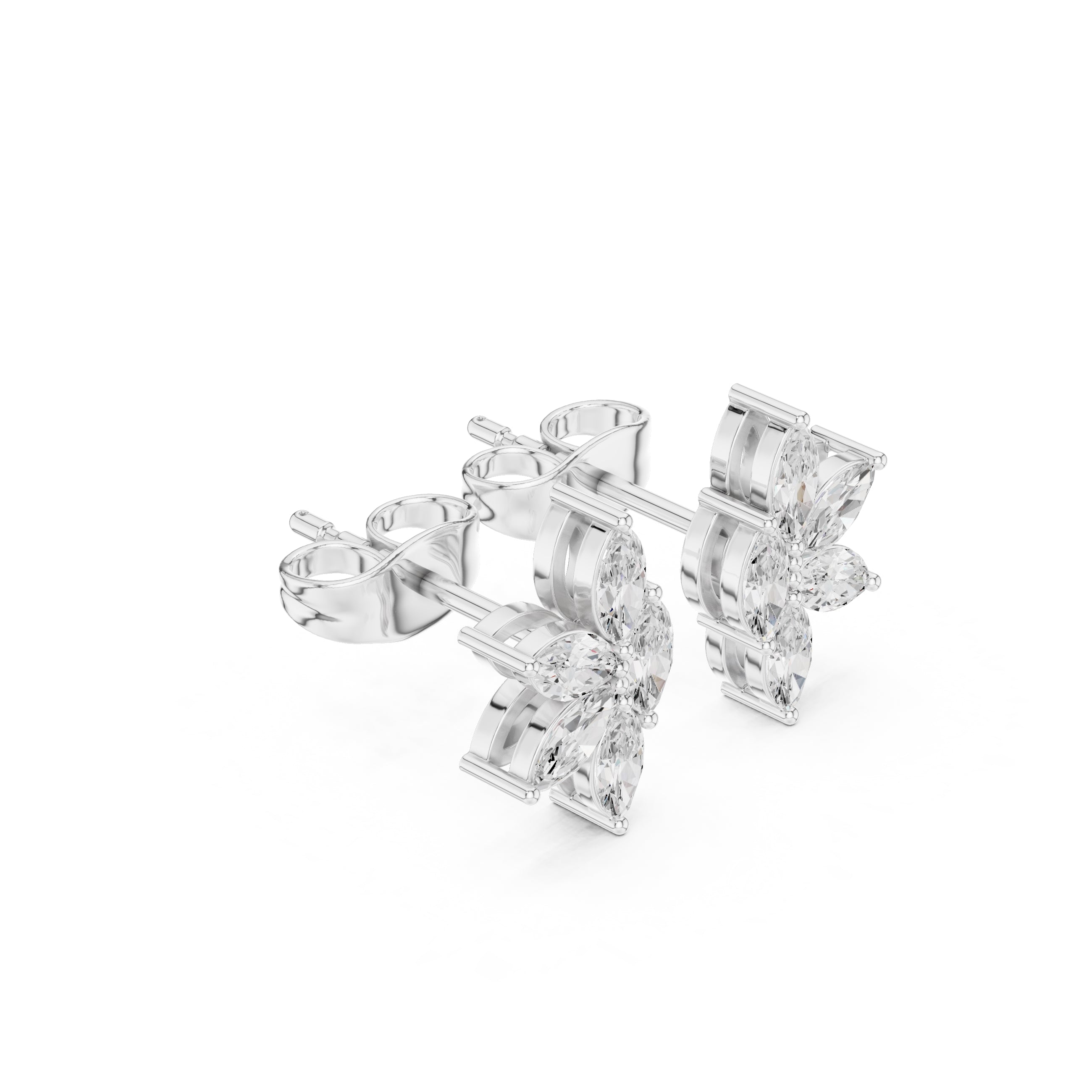 The Lotus Marquise Lan Grown Diamond Studs White Gold