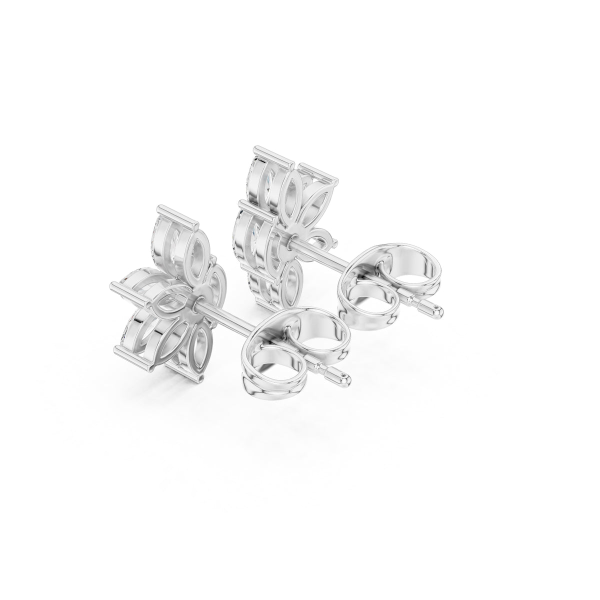 The Lotus Marquise Lan Grown Diamond Studs White Gold