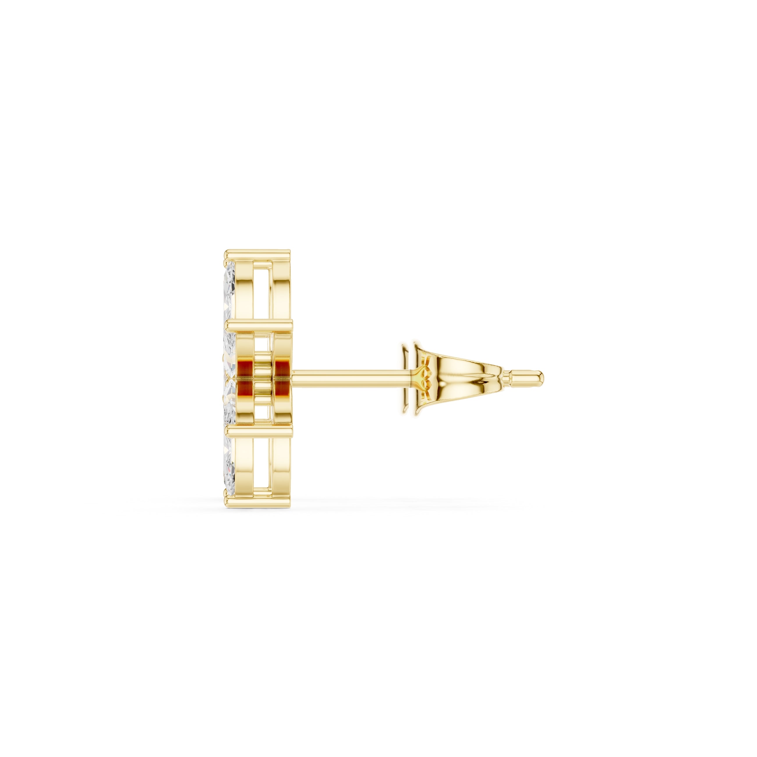 The Lotus Marquise Lan Grown Diamond Studs Yellow Gold
