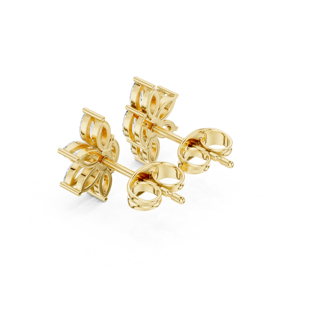 The Lotus Marquise Lan Grown Diamond Studs Yellow Gold