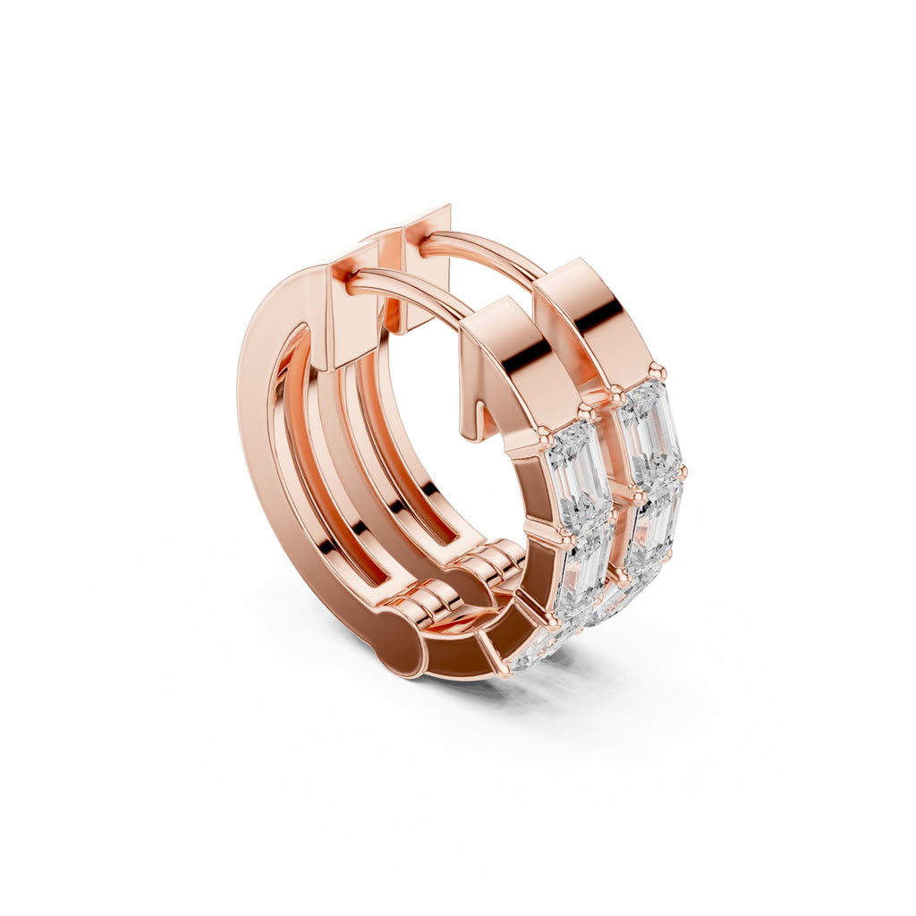 The Prism Wide Lan Grown Diamond Huggies Rose Gold