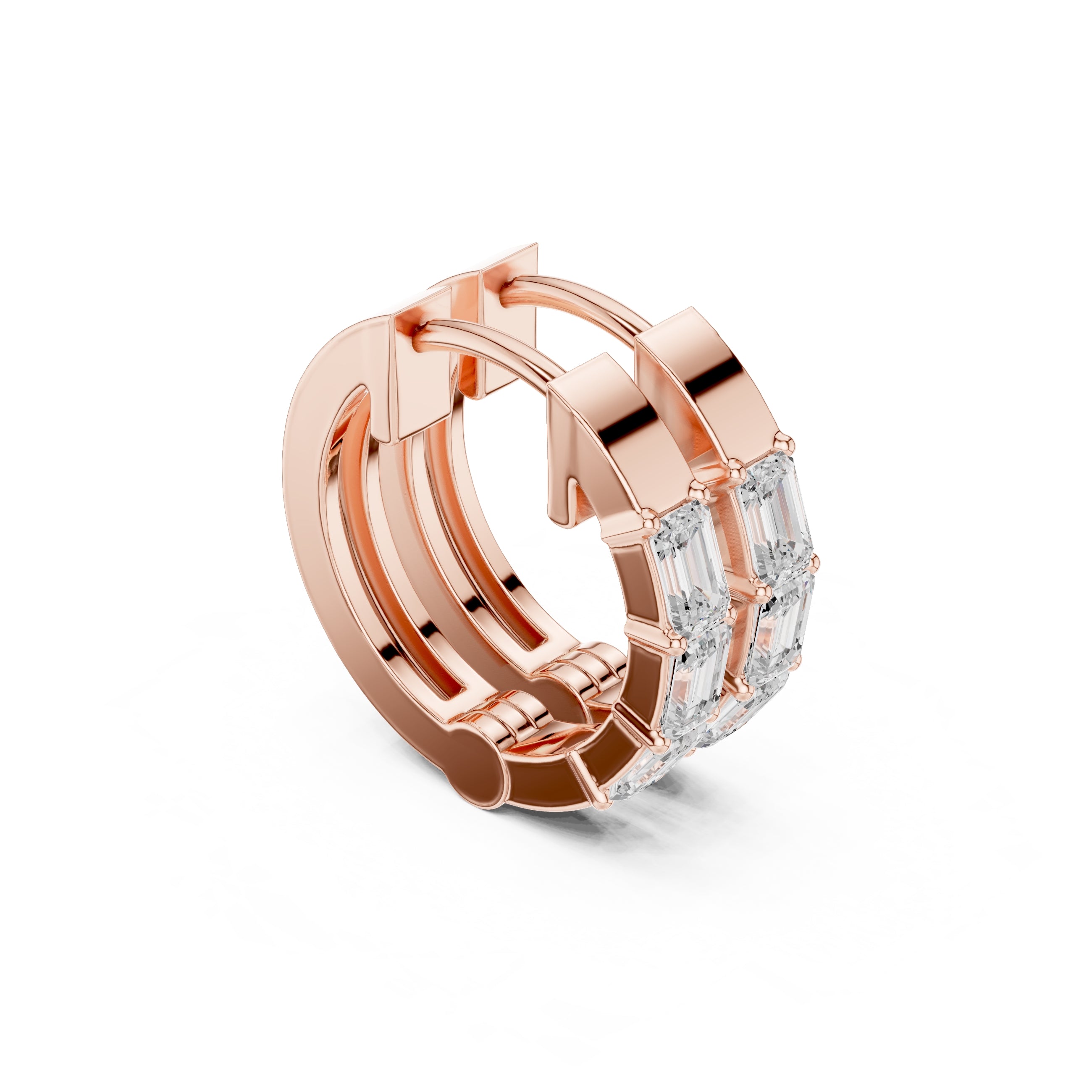 The Prism Wide Lan Grown Diamond Huggies Rose Gold