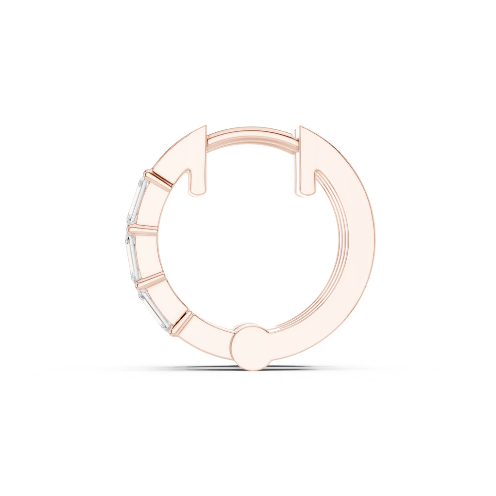 The Prism Wide Lan Grown Diamond Huggies Rose Gold