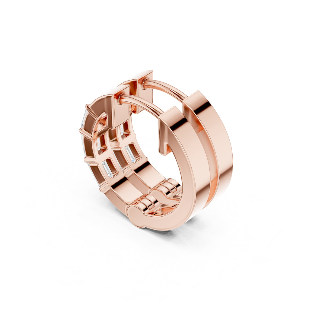 The Prism Wide Lan Grown Diamond Huggies Rose Gold