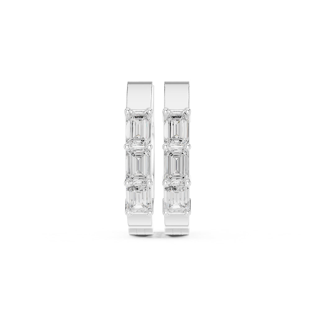 The Prism Wide Lan Grown Diamond Huggies White Gold