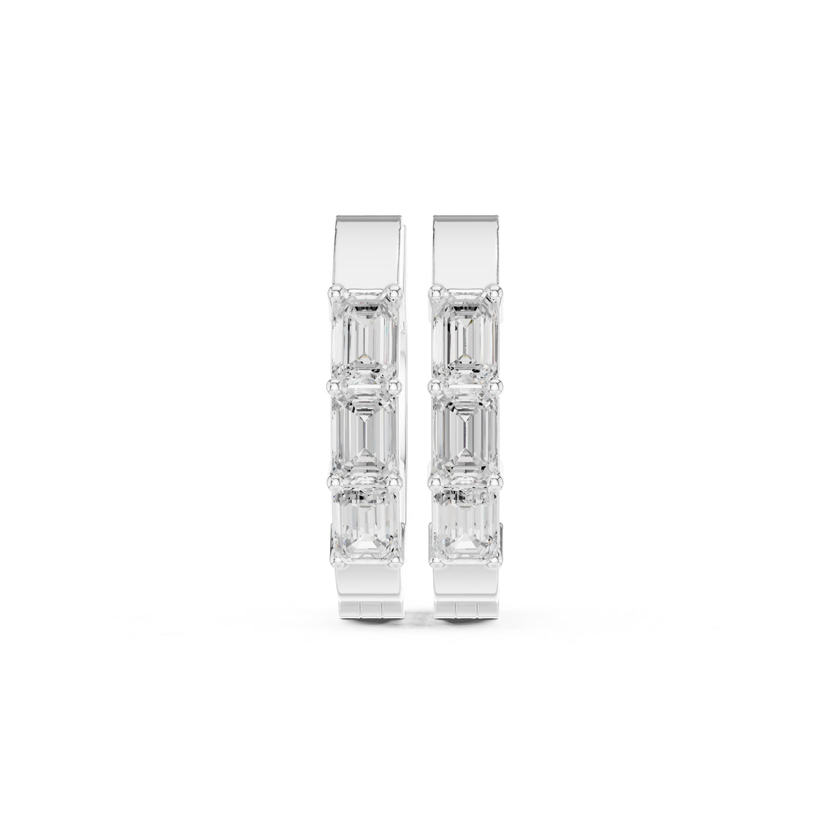 The Prism Wide Lan Grown Diamond Huggies White Gold