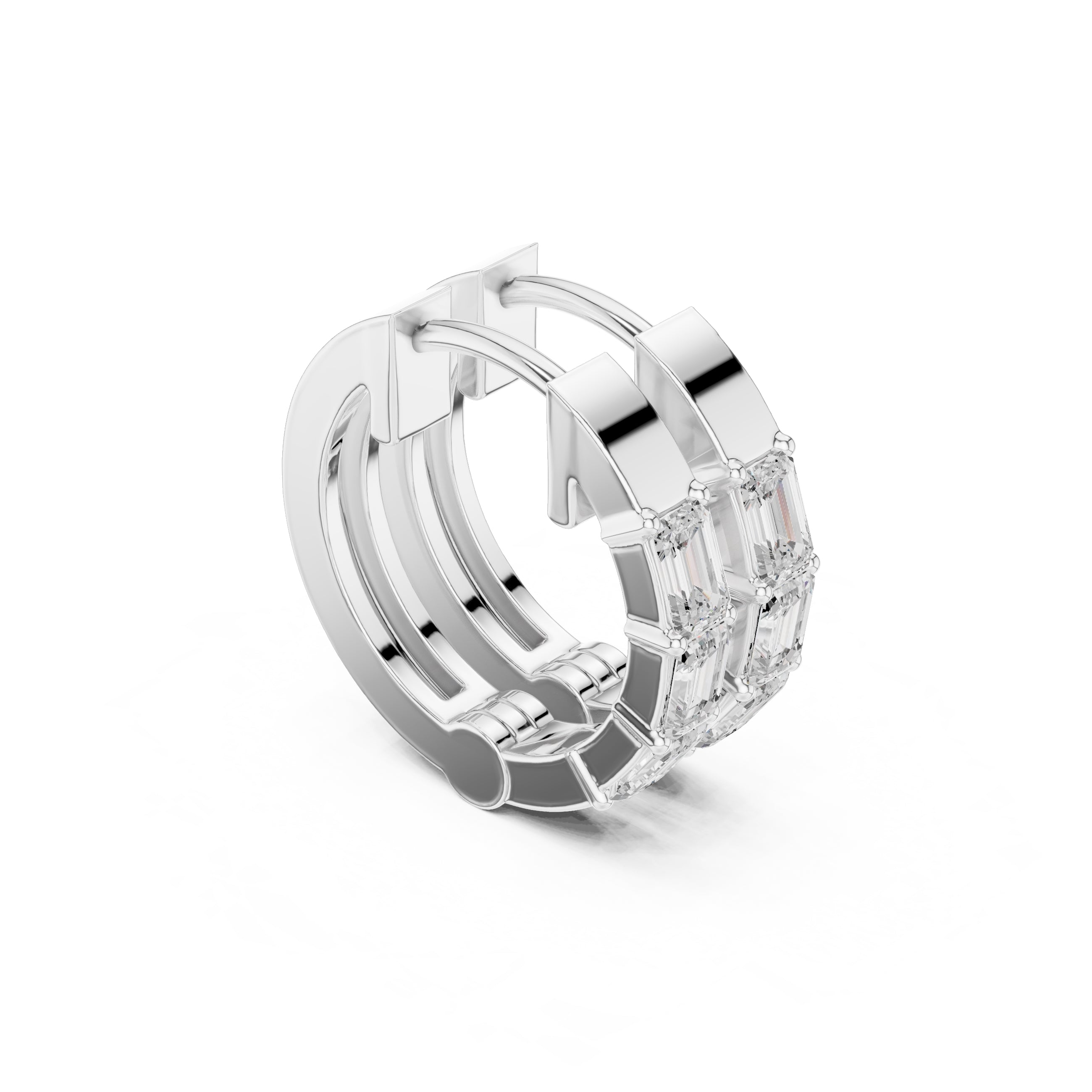 The Prism Wide Lan Grown Diamond Huggies White Gold