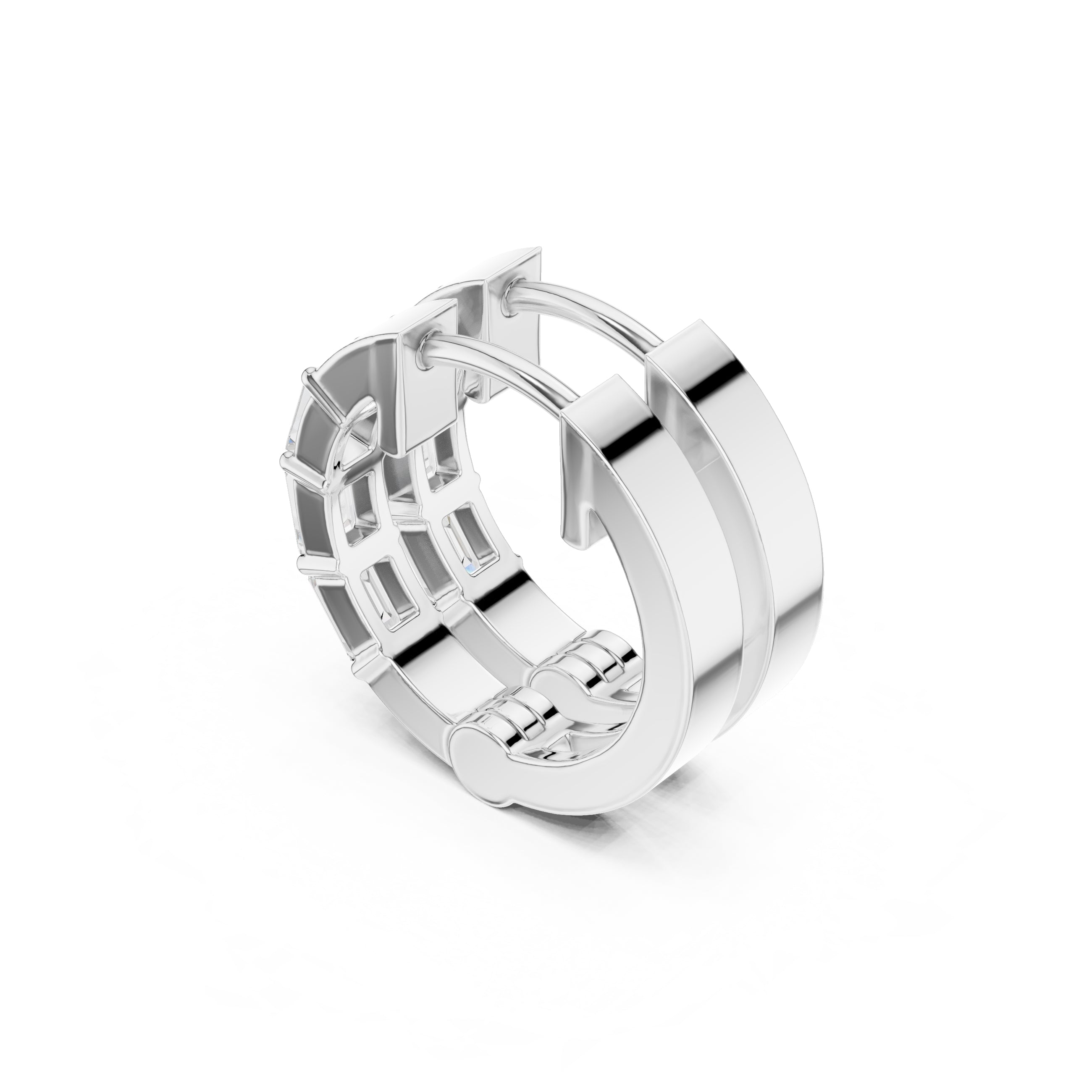 The Prism Wide Lan Grown Diamond Huggies White Gold