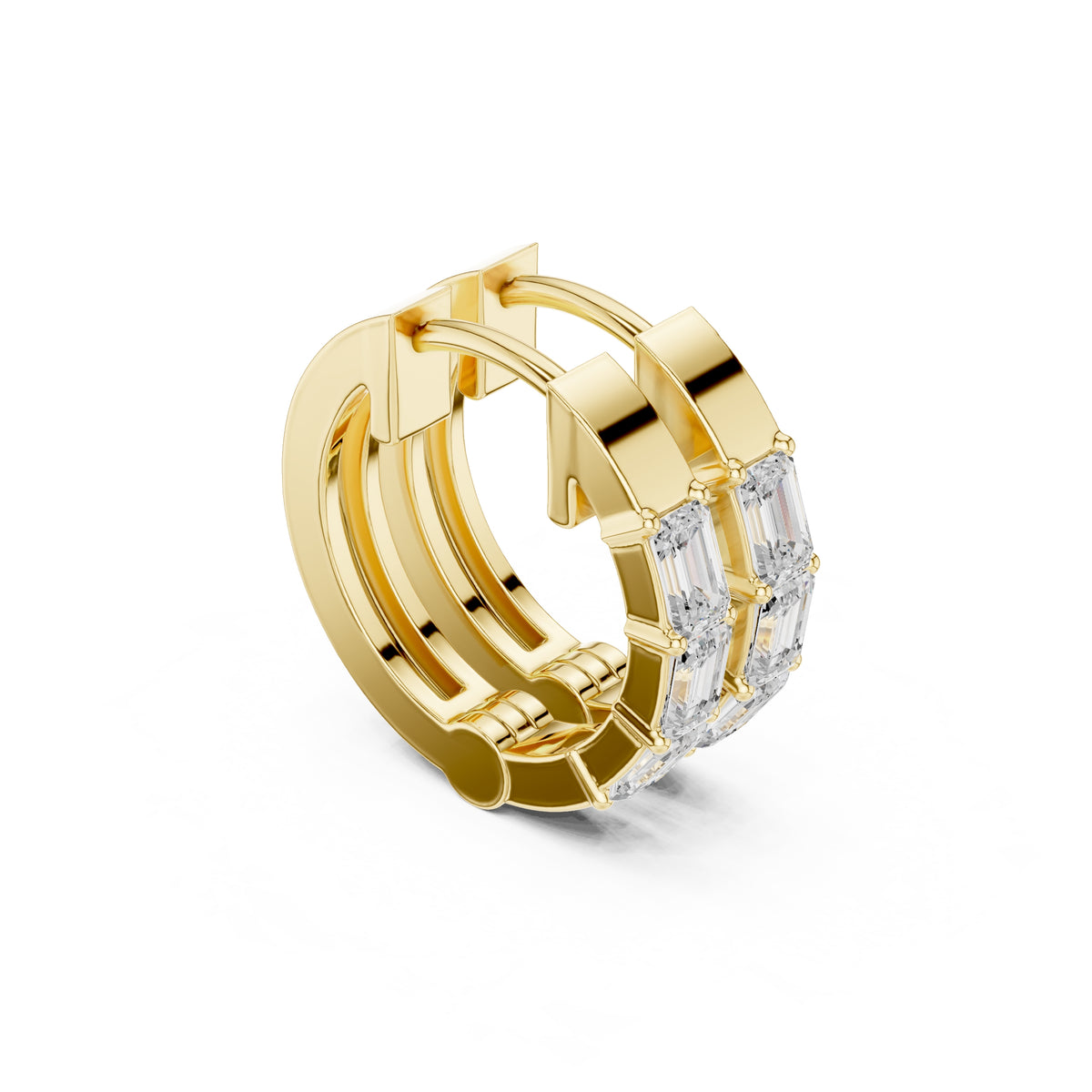 The Prism Wide Lan Grown Diamond Huggies Yellow Gold