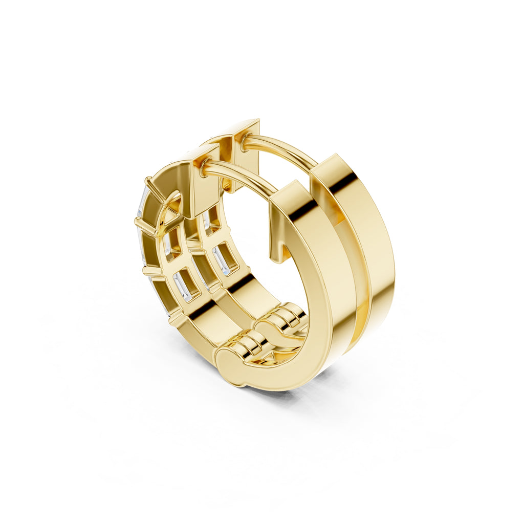 The Prism Wide Lan Grown Diamond Huggies Yellow Gold