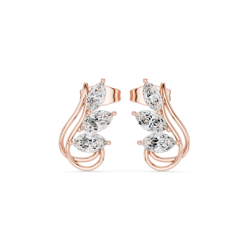 The Cascade Leaf Lan Grown Diamond Earrings Rose Gold