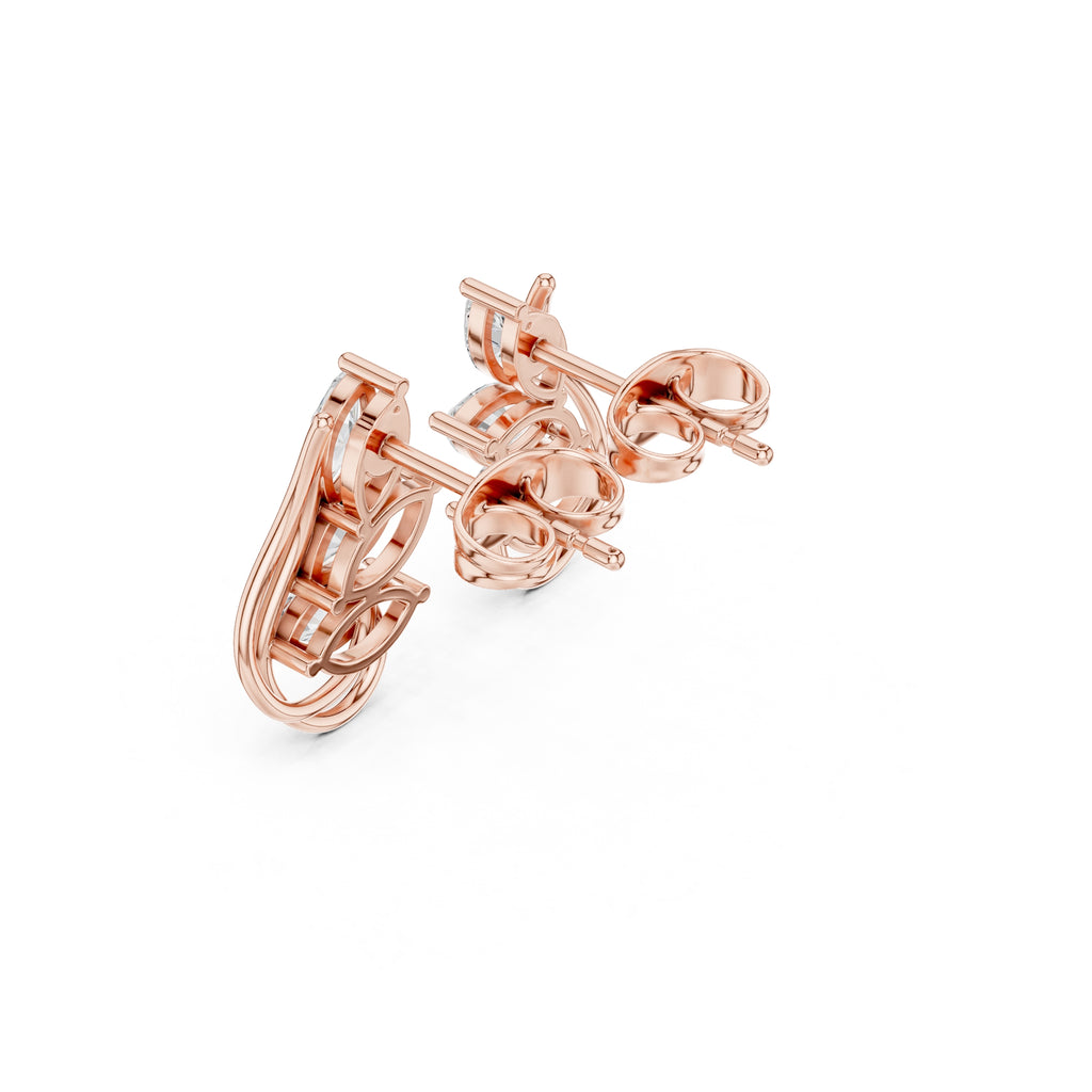 The Cascade Leaf Lan Grown Diamond Earrings Rose Gold