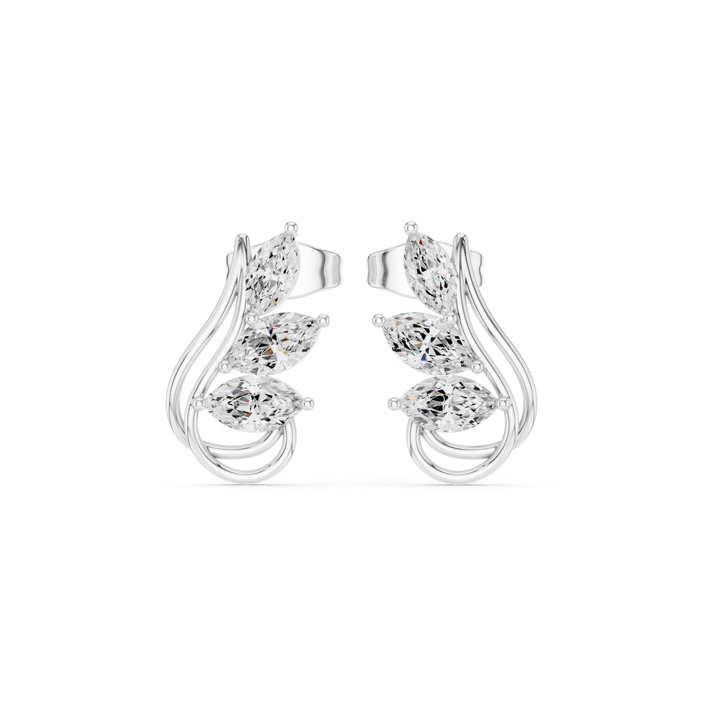 The Cascade Leaf Lan Grown Diamond Earrings White Gold
