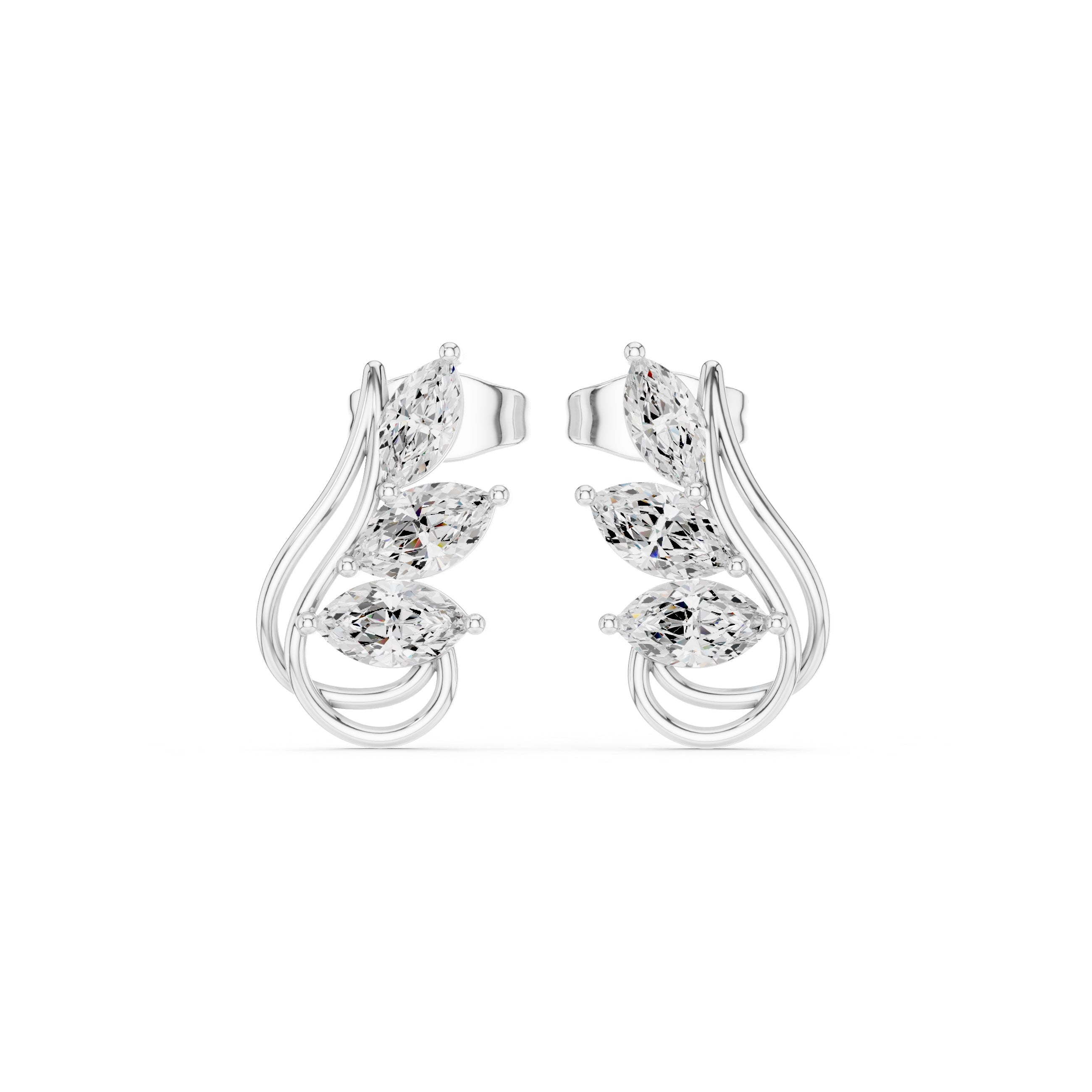 The Cascade Leaf Lan Grown Diamond Earrings White Gold