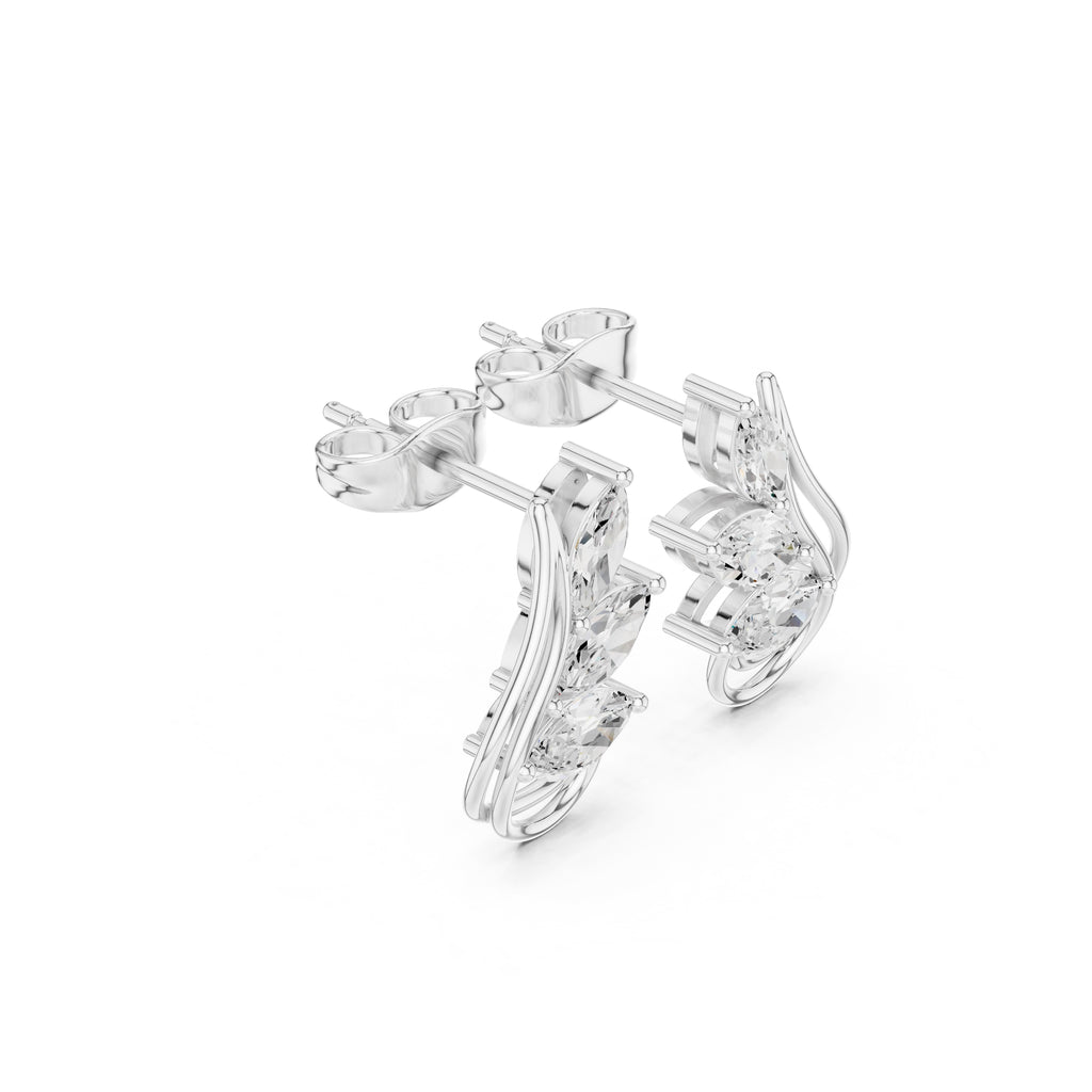 The Cascade Leaf Lan Grown Diamond Earrings White Gold