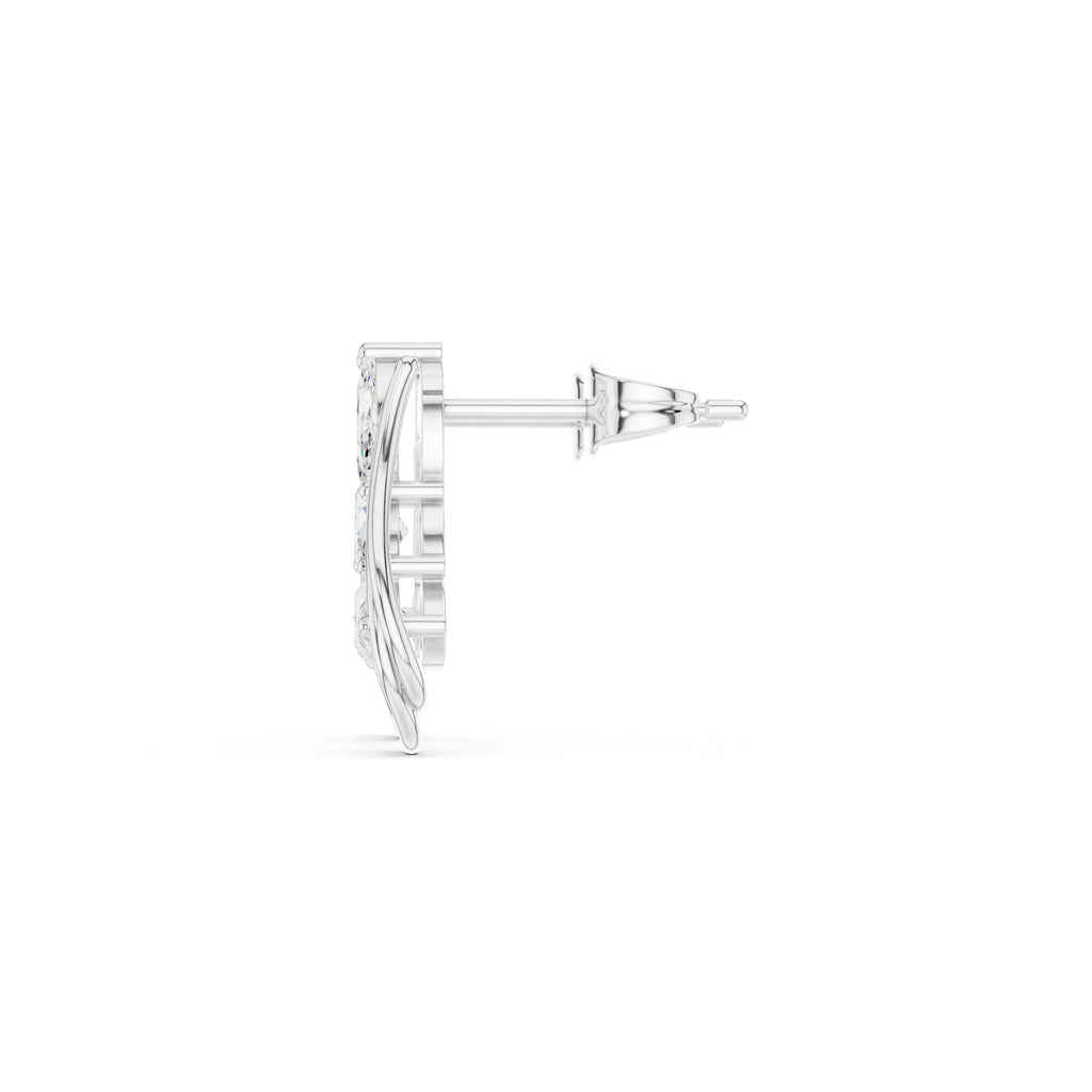 The Cascade Leaf Lan Grown Diamond Earrings White Gold