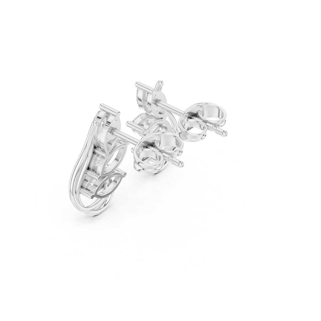 The Cascade Leaf Lan Grown Diamond Earrings White Gold
