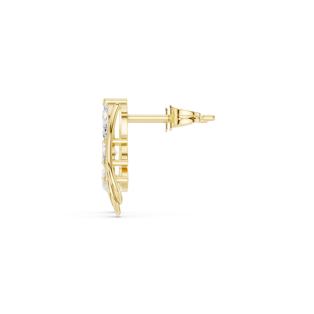 The Cascade Leaf Lan Grown Diamond Earrings Yellow Gold